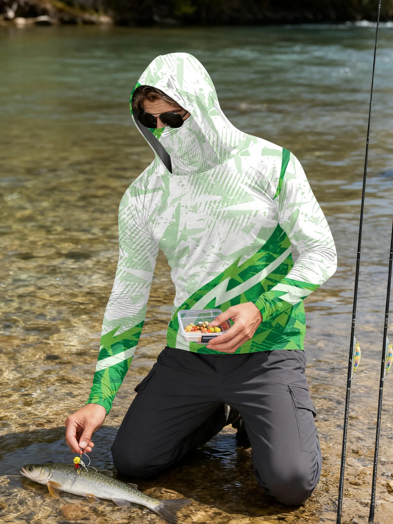 Herren-Anglerhemd mit Kapuze,  – Fishing Mask Sun Protection Bewertung und Preis